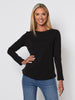 Crew Neck Long Sleeve Top - Black