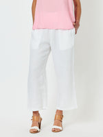 Lara Linen Wide Leg Pant - White